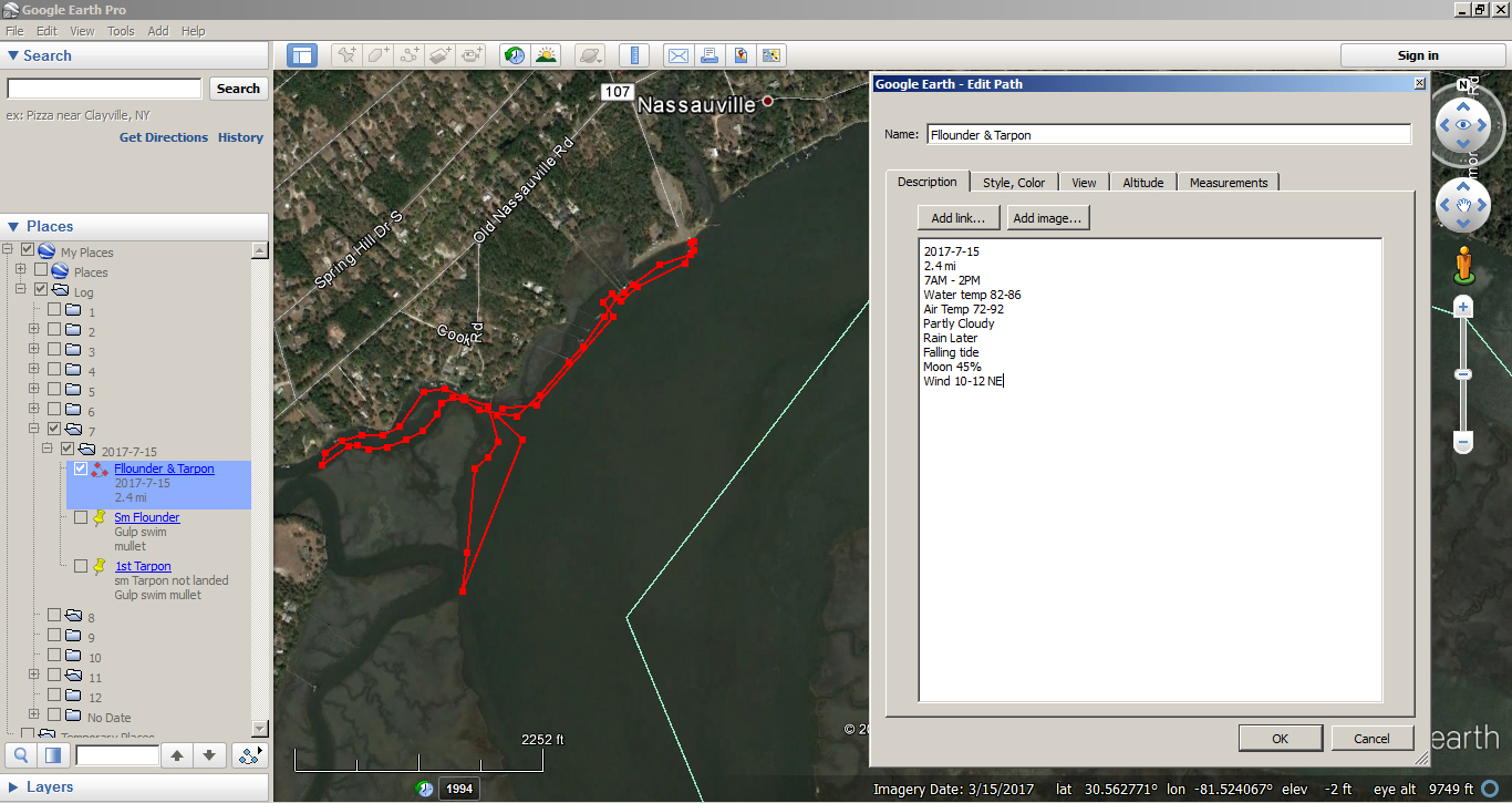 How to use Google Earth as a Fishing Log 5