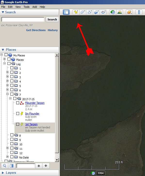 How to use Google Earth as a Fishing Log 6